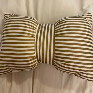 Gold and White Bow Accent Pillow
